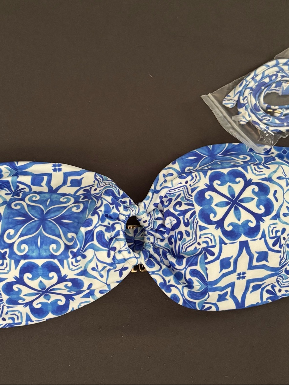 wild fable Blue & White Tile-Print Bandeau Top